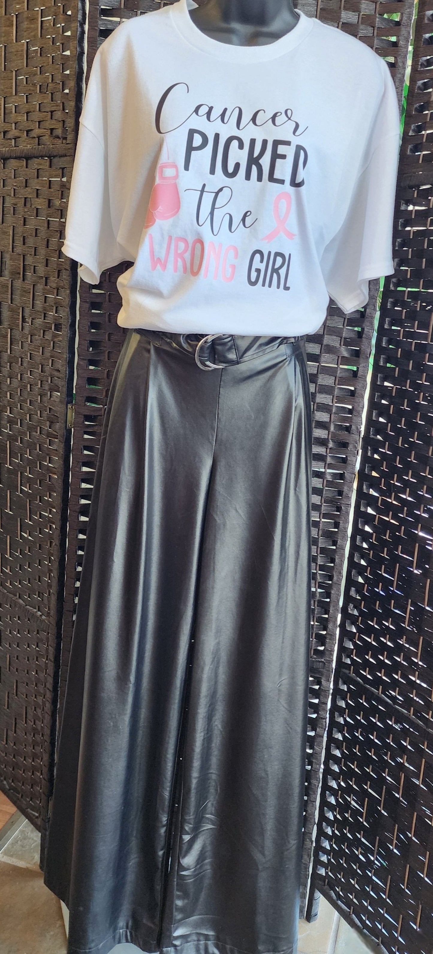Cancer Picked the Wrong Girl – Pink & Black Graphic Tee