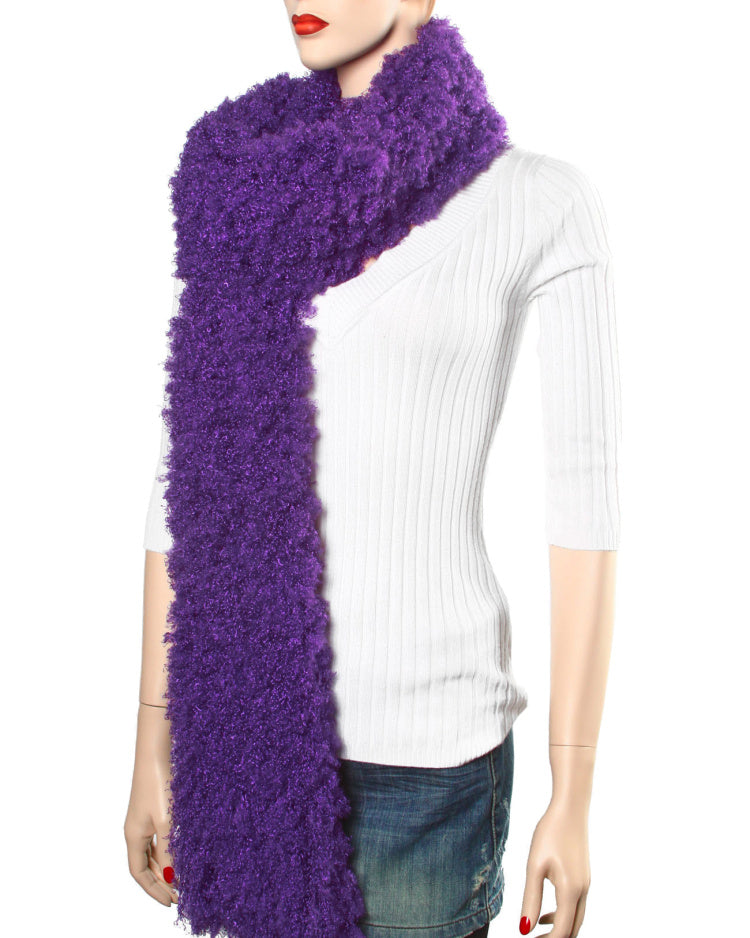 Faux fur extra-long scarf in deep purple