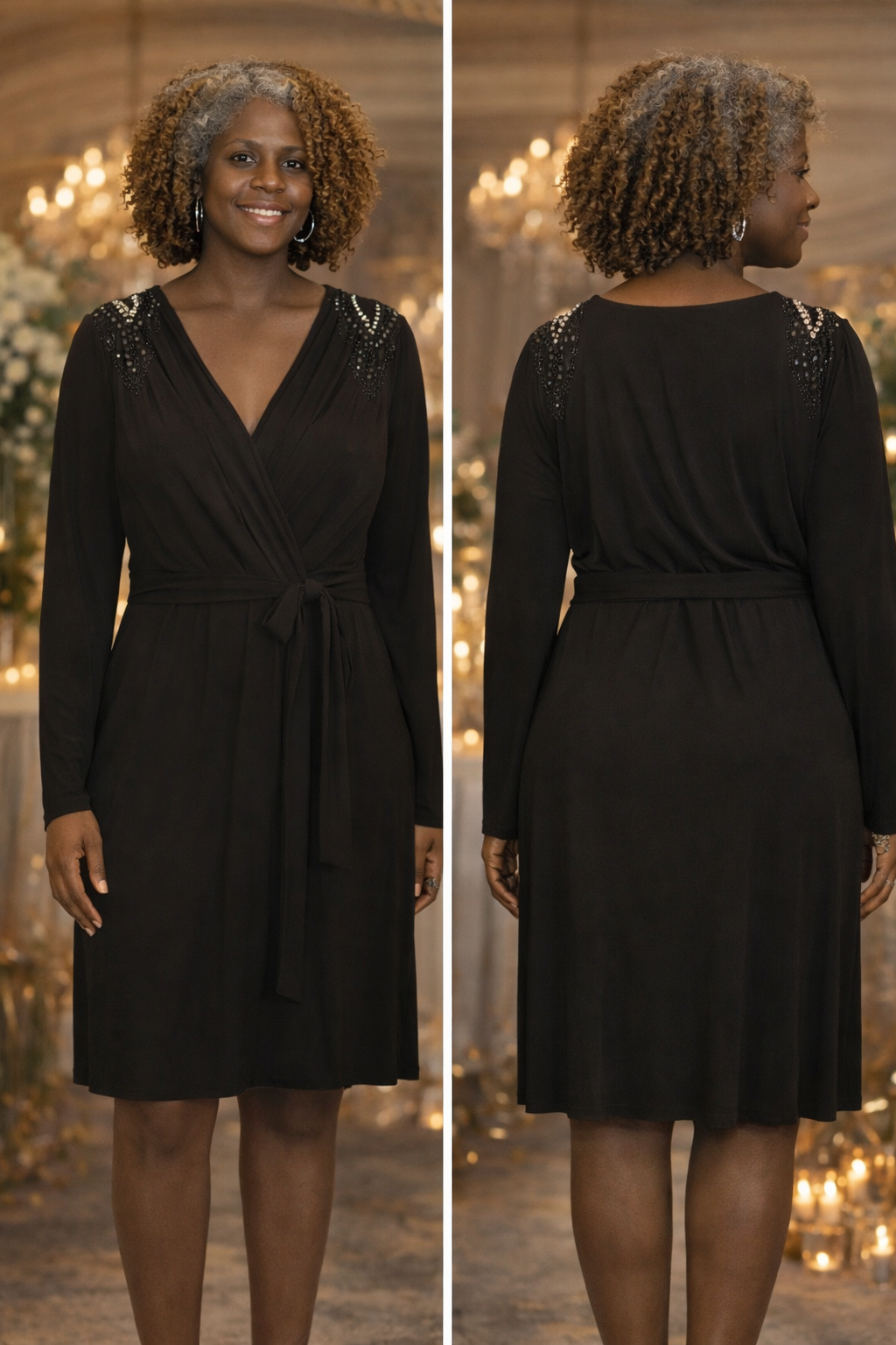 Black Embellished Shoulder Dress