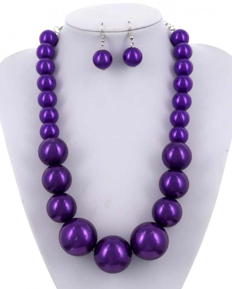 Statement Acrylic Pearl Necklace & Earring Set