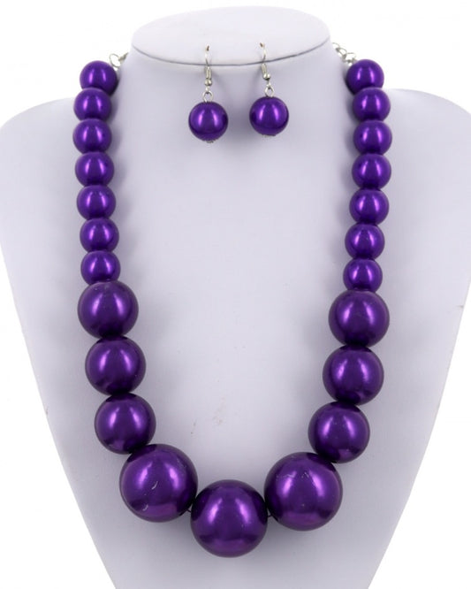 Statement Acrylic Pearl Necklace & Earring Set