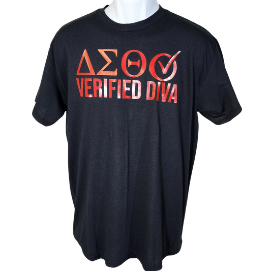 DST Verified Diva Short Sleeve T-Shirt Black red letters