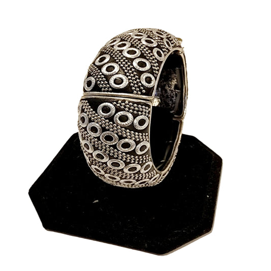 Black and Chrome hinged Bangle