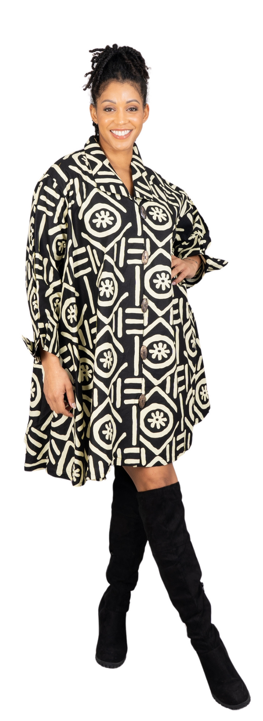 Black and Natural African Print Tunic
