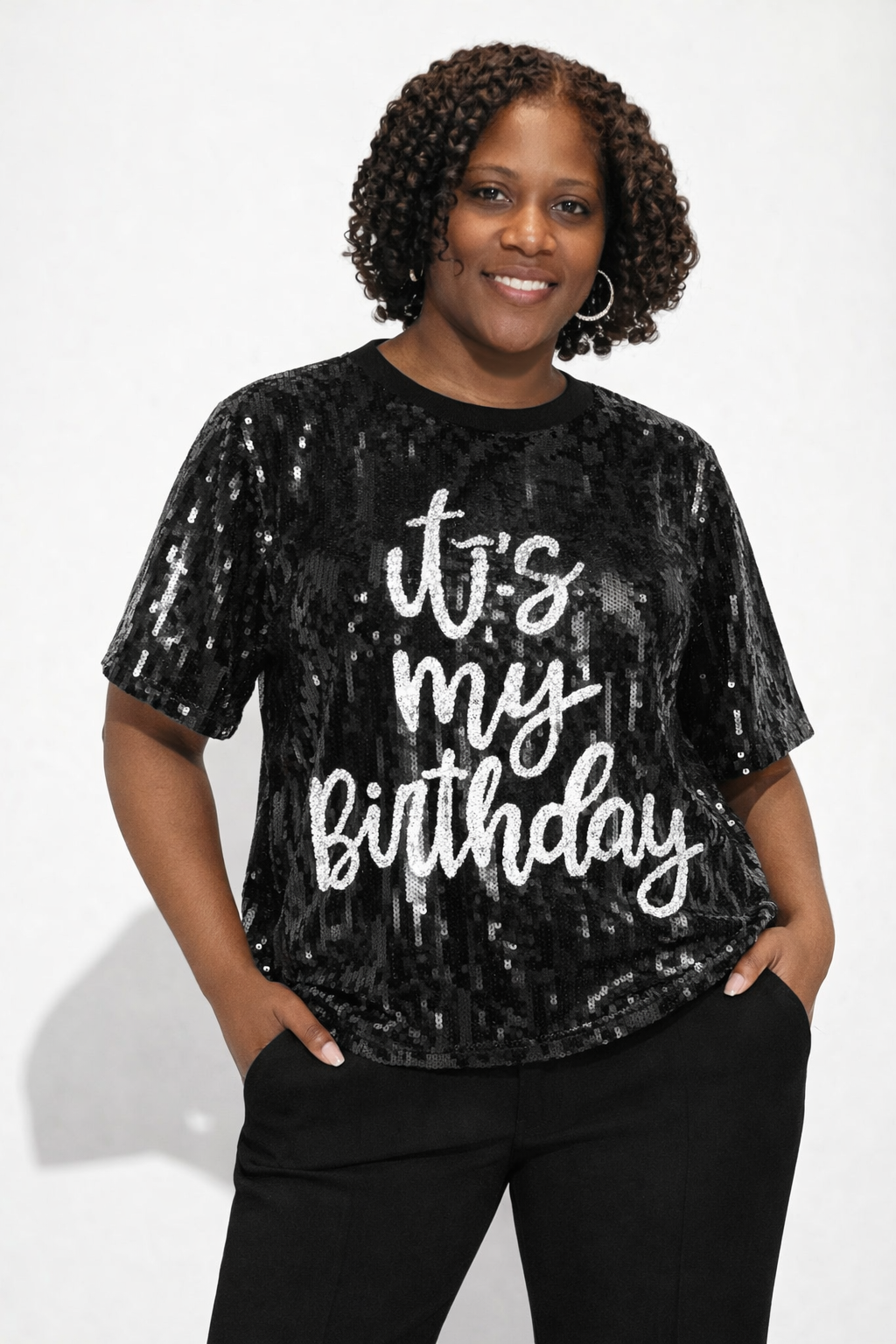 “It’s My Birthday” Black Sequin Birthday Shirt