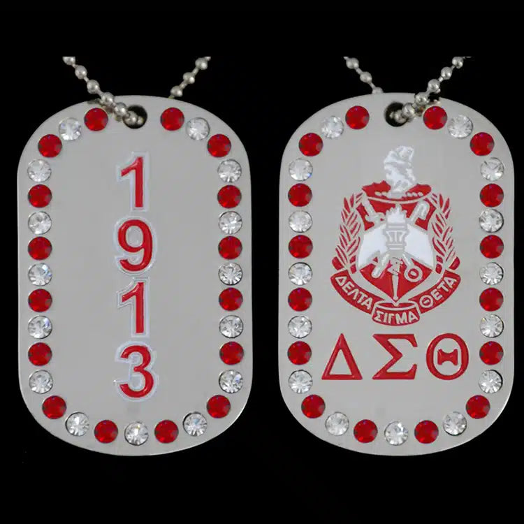 Delta Sigma Theta 1913 Bling Dog Tag Necklace | 5 GRANDS Boutique