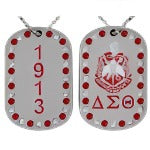 DST Silver Double-sided Dog Tag w/chain red letters