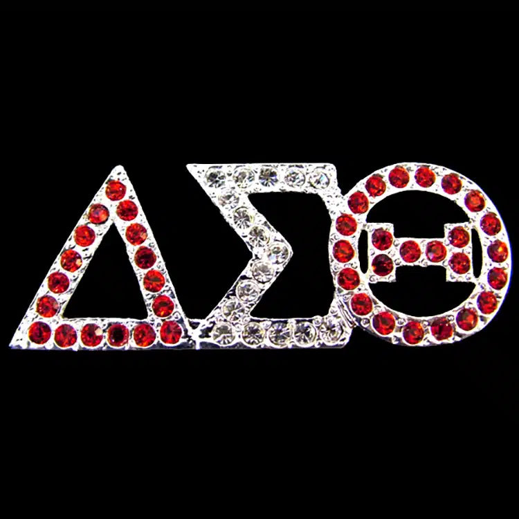 DST Red White Red Austrian Crystal Pin In Silver