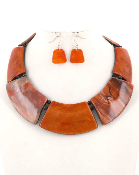 Orange Statement Necklace/earring Set