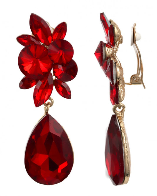 Red Crystal Teardrop Statement Earrings