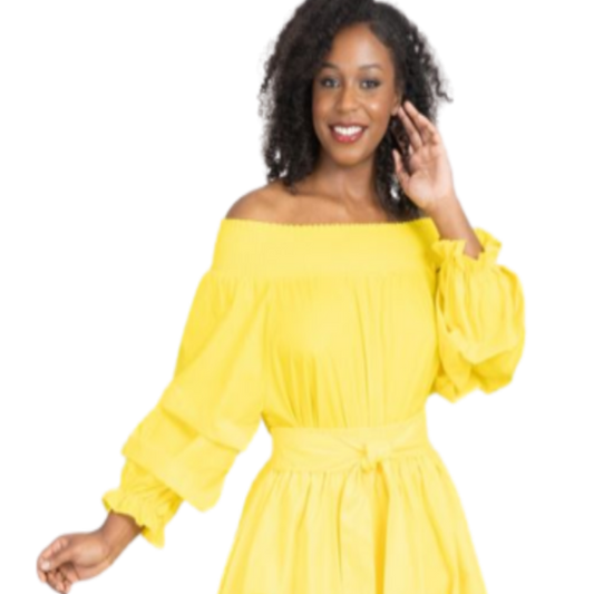 Yellow Smocked Neck Top