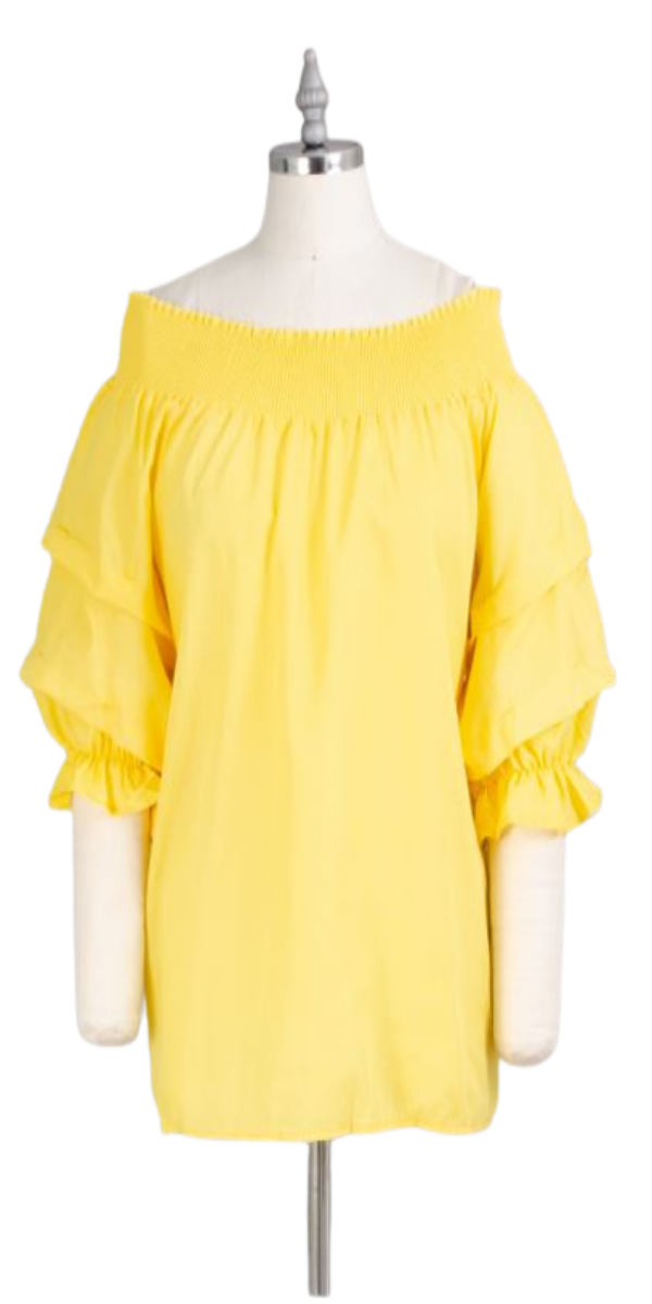 Yellow smocked Neck Top