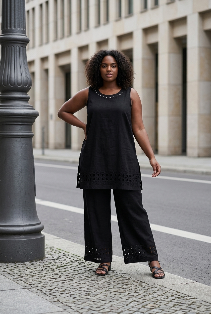 Two-Piece Split Tunic & Wide Leg Pant Set