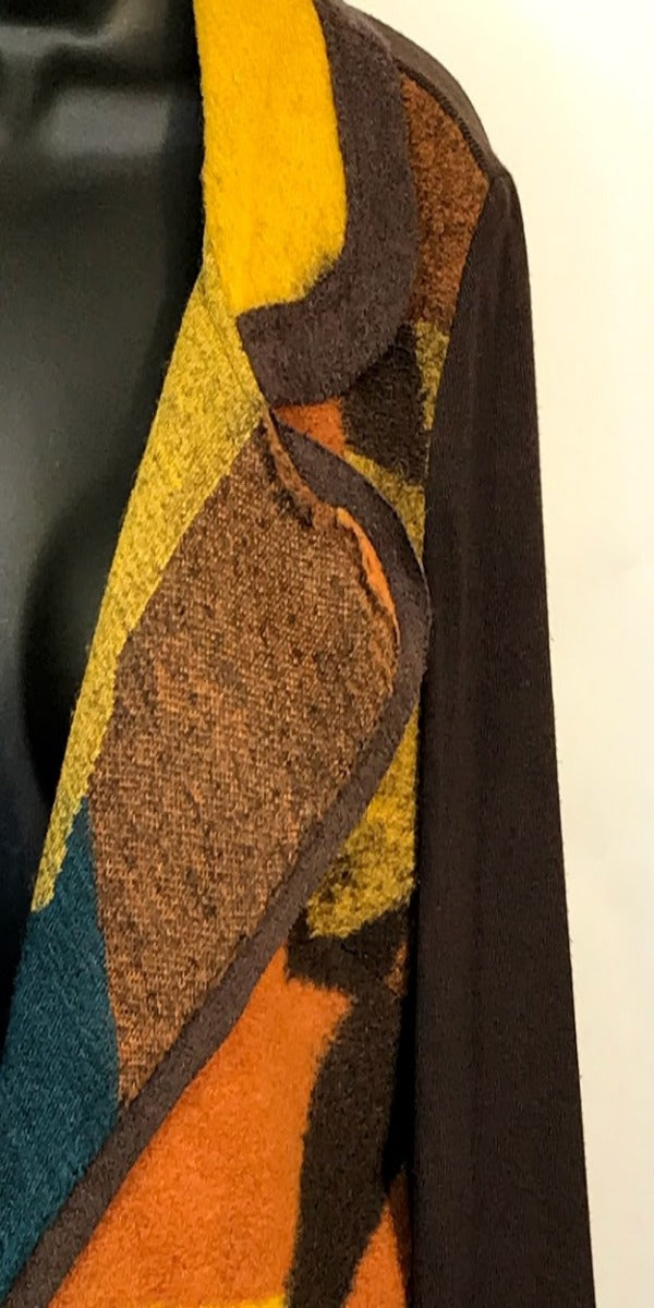 Brown Orange and Mustard Sweater Jacket