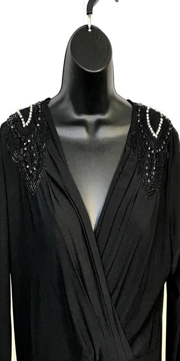 Black Long Sleeve Dress with Embellishments