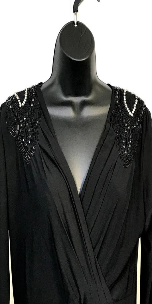 Black Long Sleeve Dress with Embellishments