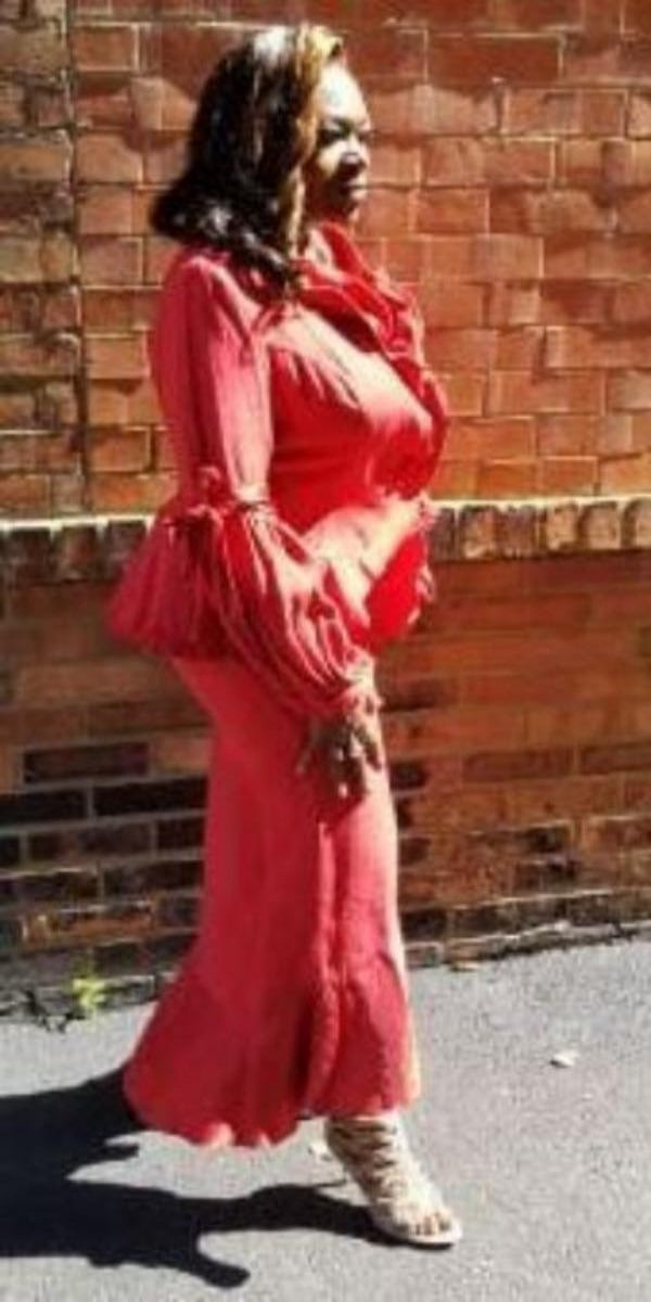 Red Taffeta Two-Piece Skirt Set