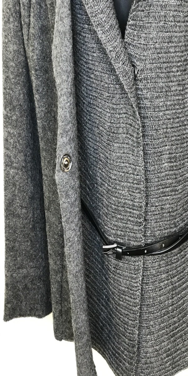 Charcoal Grey Wool Jacket With Belt