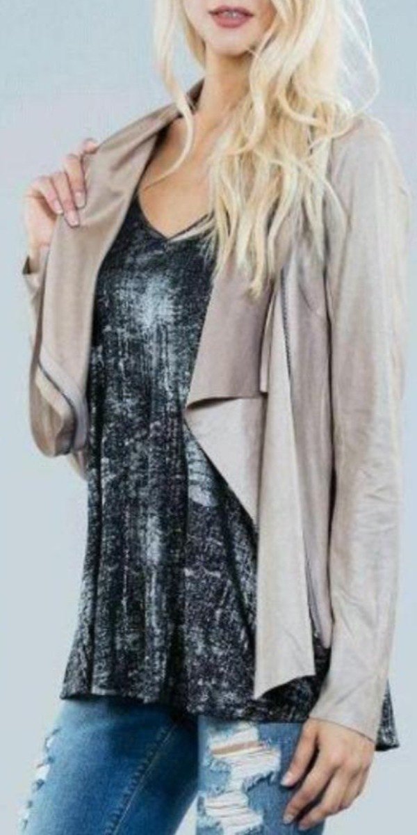 Taupe faux sales leather jacket