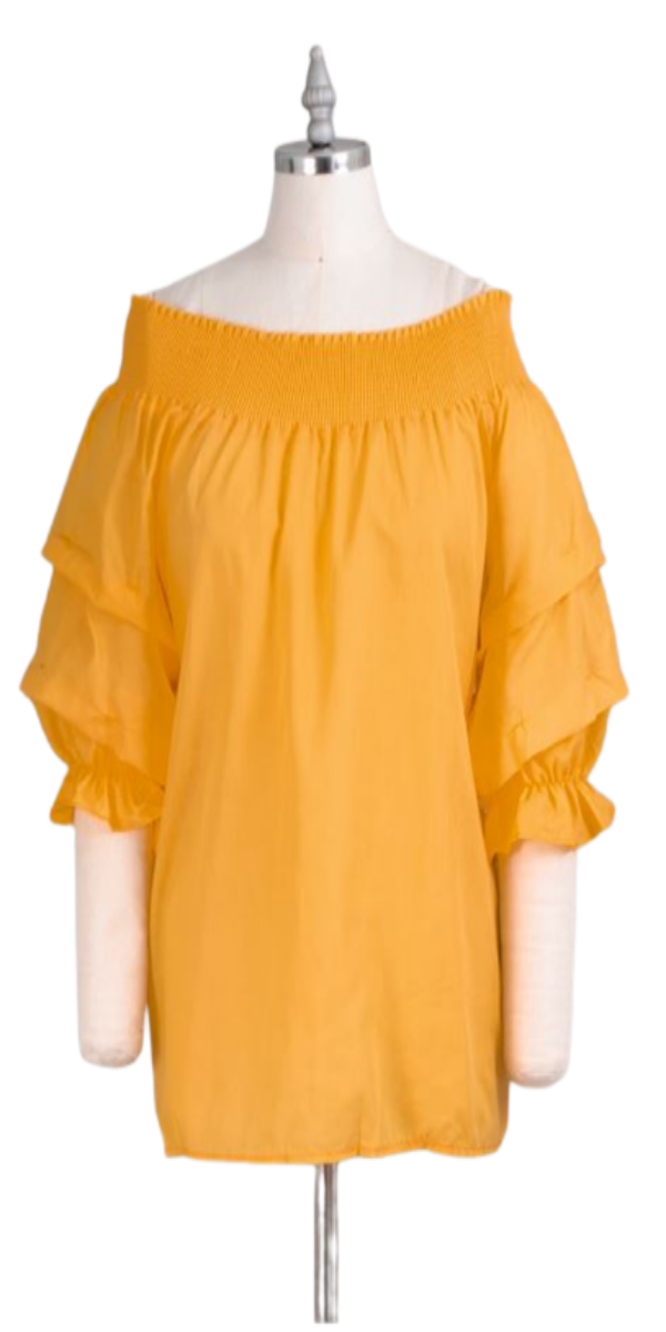Mustard Smocked Neck top