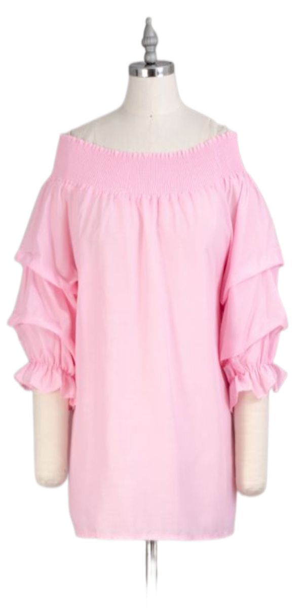 Pink Smocked Neck Top