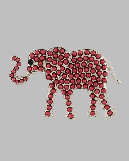 Red and silver elephant brooch