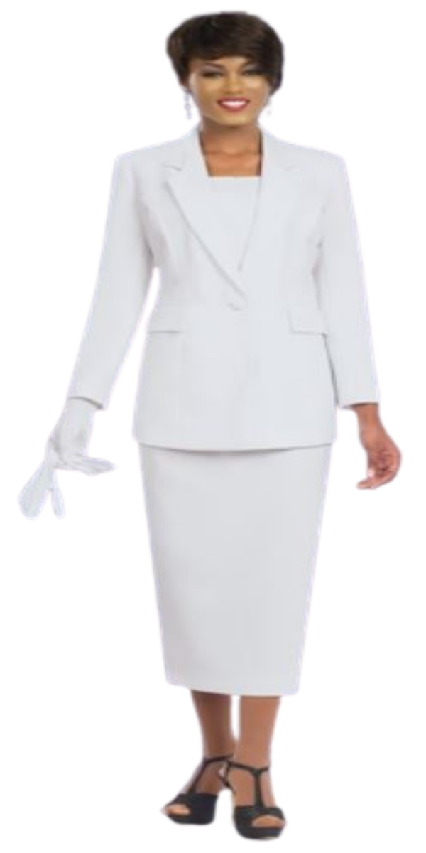 White two piece Usher Suit with faux cami