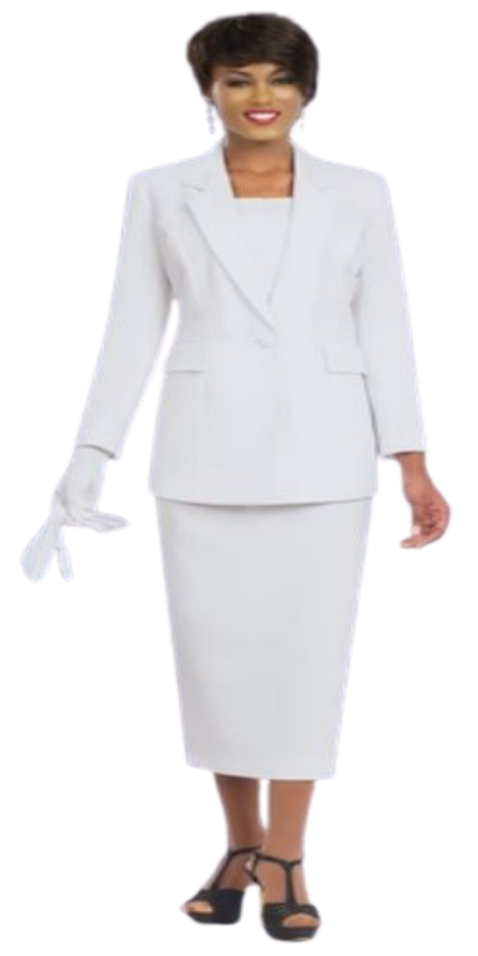White two piece Usher Suit with faux cami