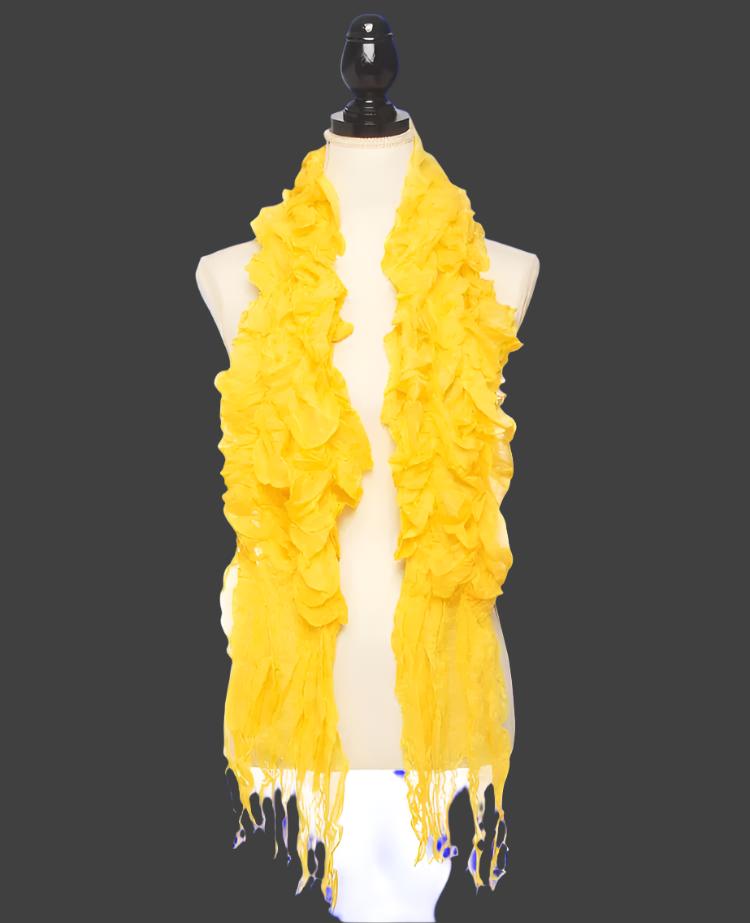 Yellow Ruffle crinkle scarf