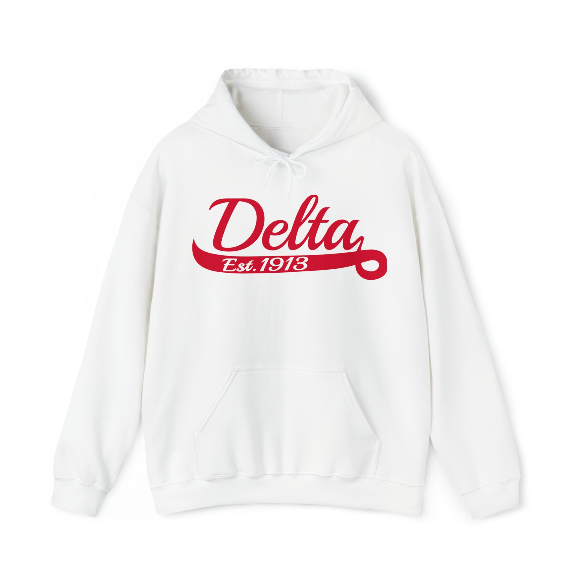 Delta Est.1913 Heavy Blend Hooded Sweatshirt White Delta Sigma Theta