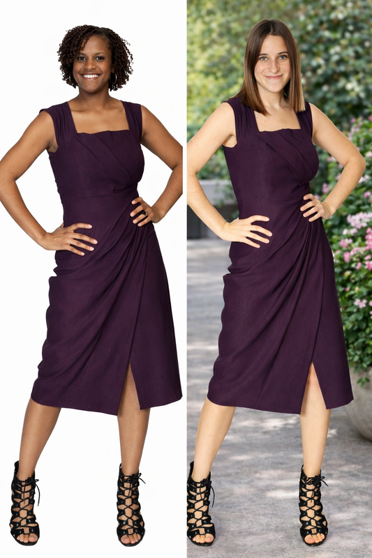 Purple Stop Starring Draped Midi Dress