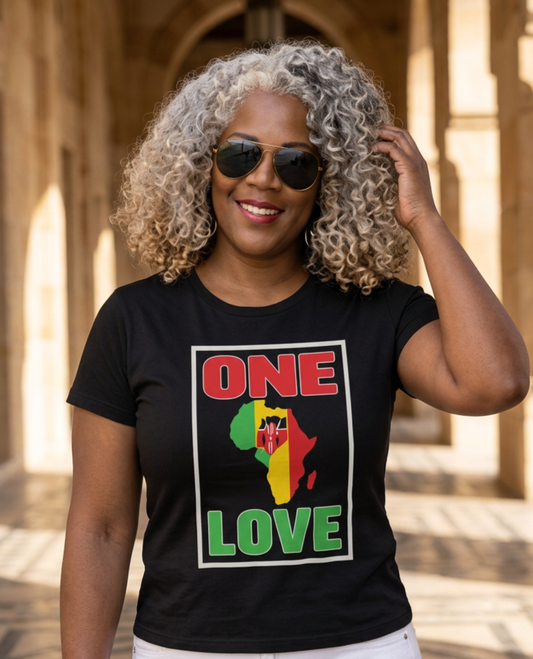 ONE LOVE Afro Unity Graphic Tee – Black