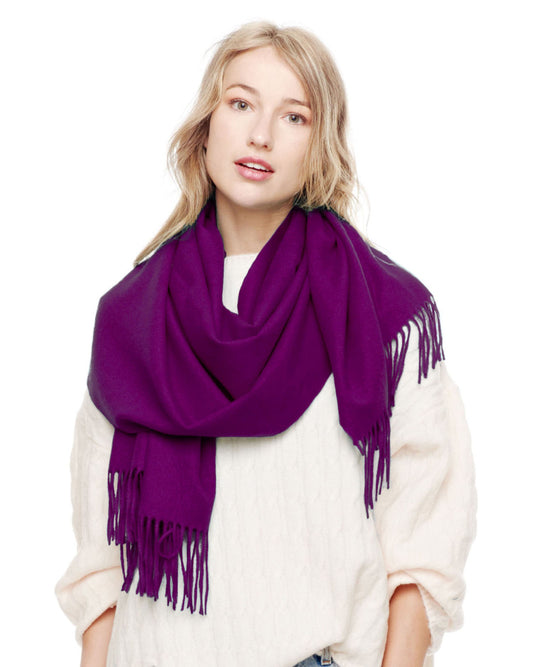 Purple Solid Super Soft Cashmere feel Oblong Scarf