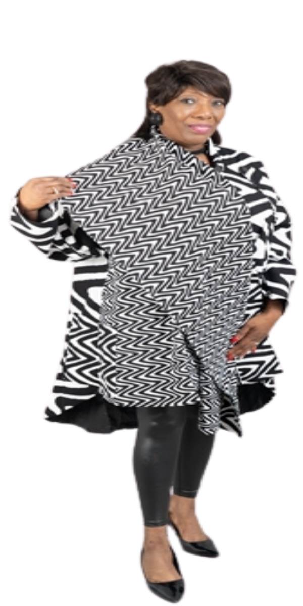 Authentic African  Black and White Print wrap Jacket