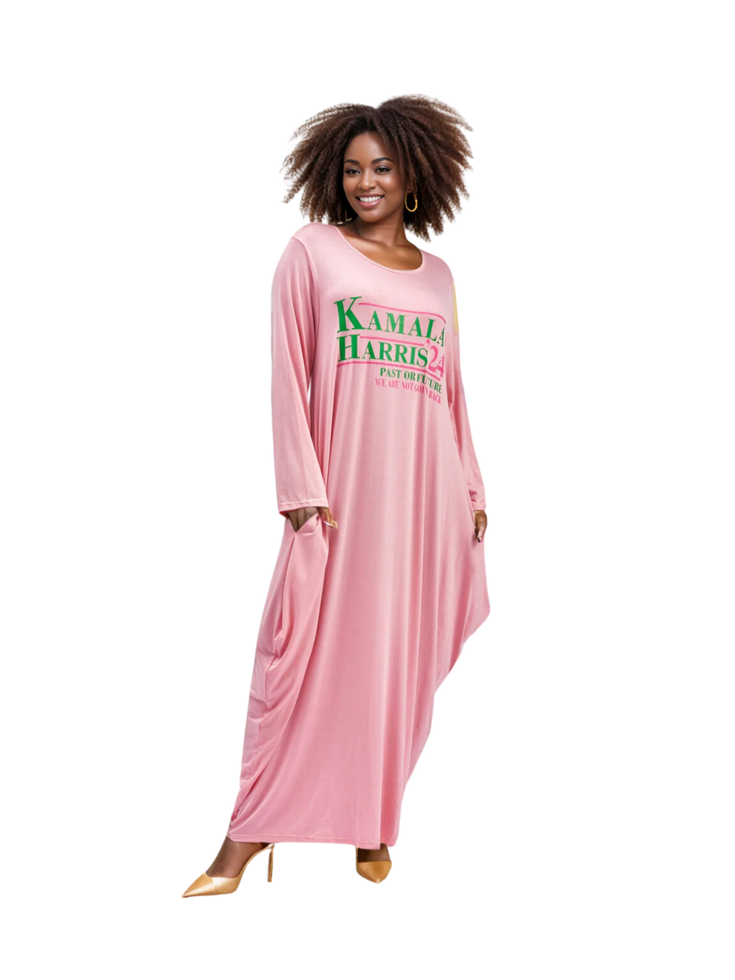 O/S Women's "Kamala Harris" Maxi Balloon Dress Long Sleeves - Past or Future-We are not going back