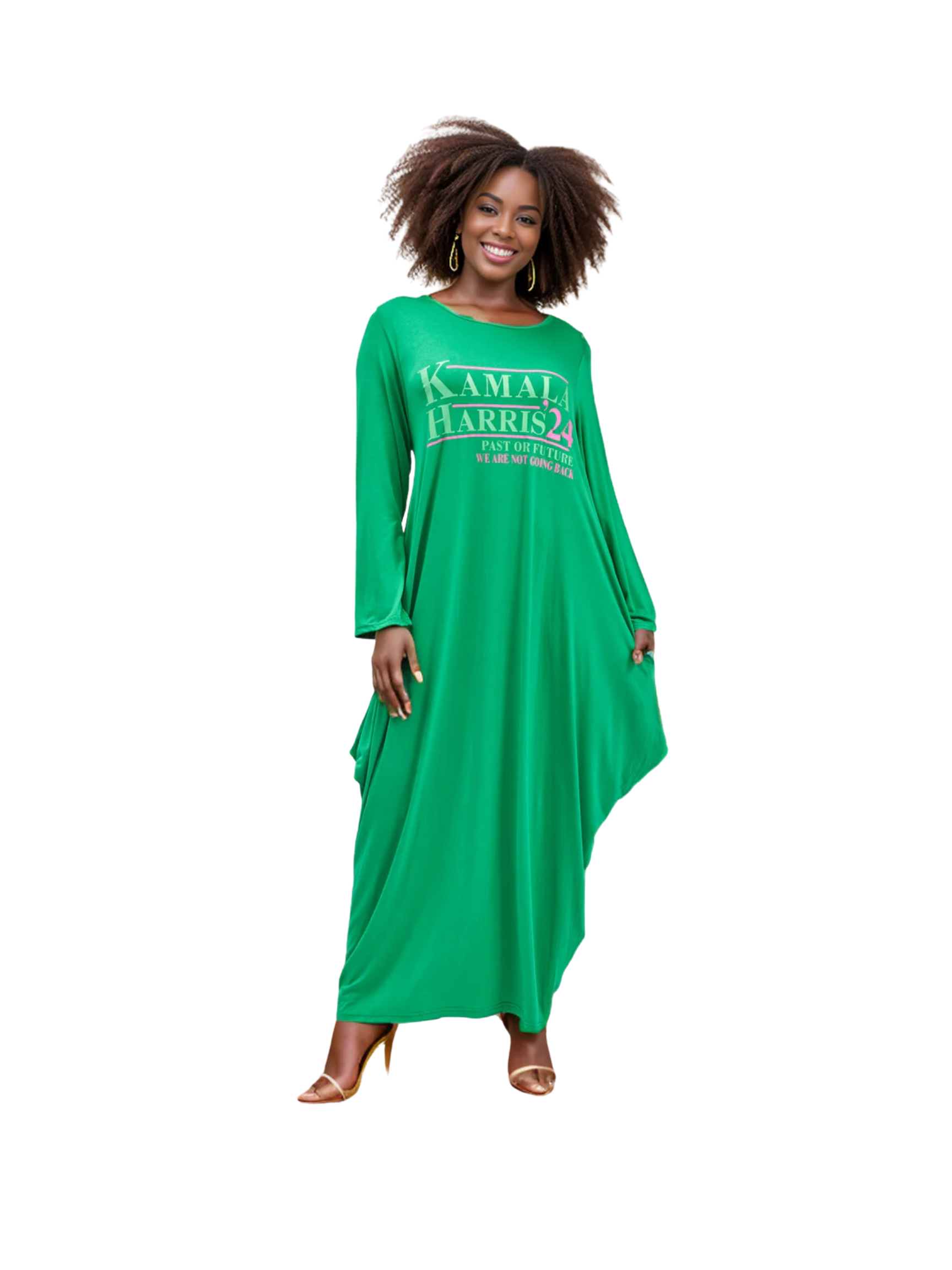 O/S Women's "Kamala Harris" Maxi Balloon Dress Long Sleeves - Past or Future-We are not going back