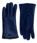 Navy Blue Faux Leather Touchscreen Gloves with Faux Fur – Stylish & Functional