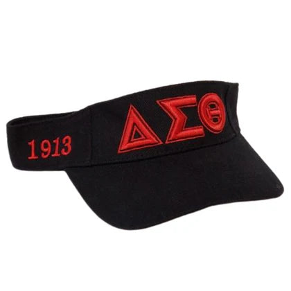 Delta Sigma Theta Black Embroidered Visor Hat
