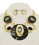 Black & Gold Statement Necklace & Earring Set