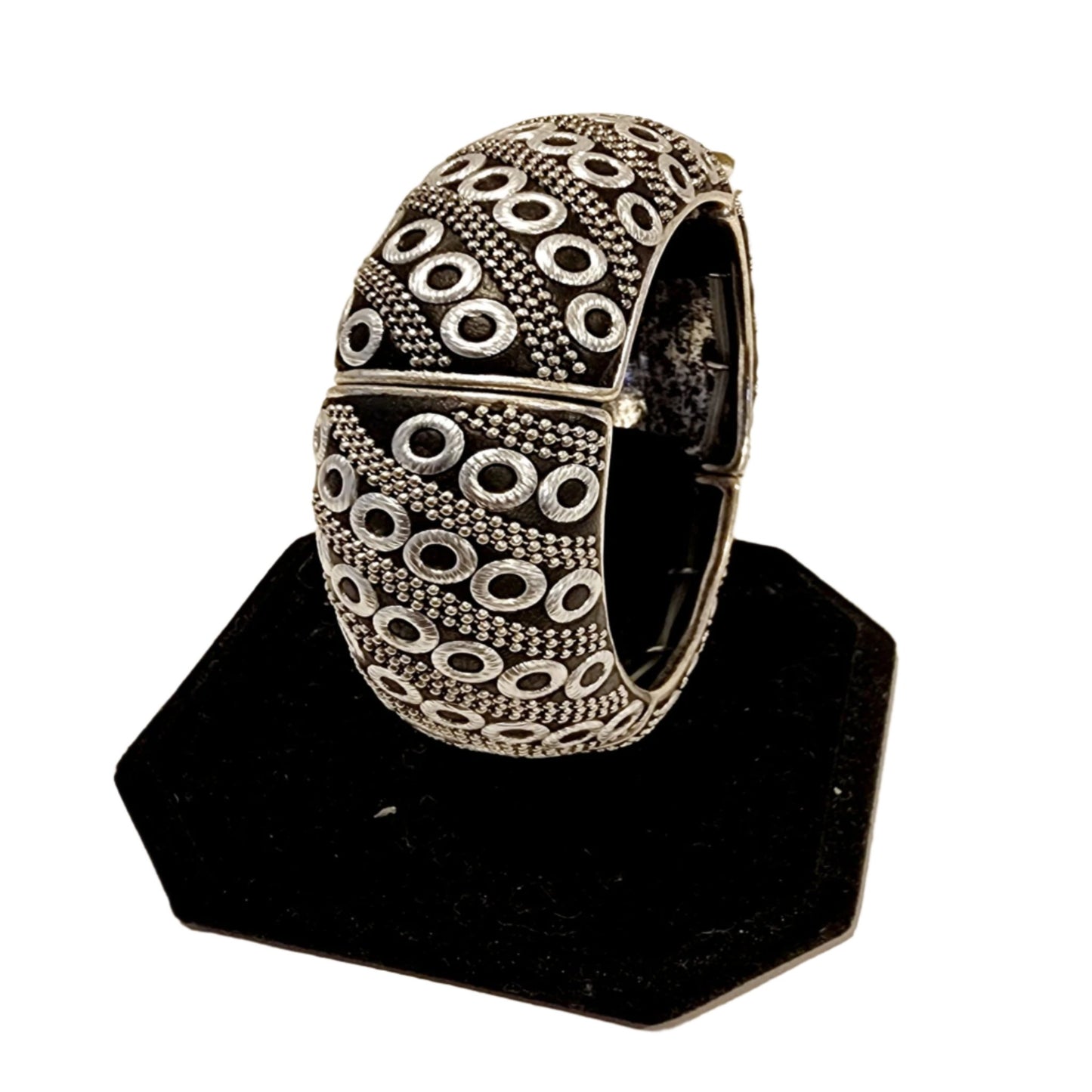 Black and Chrome hinged Bangle 