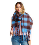 Blue and Brown Gingham Plaid Oblong Scar