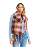 Brown and Light Pink Gingham Plaid Scarf