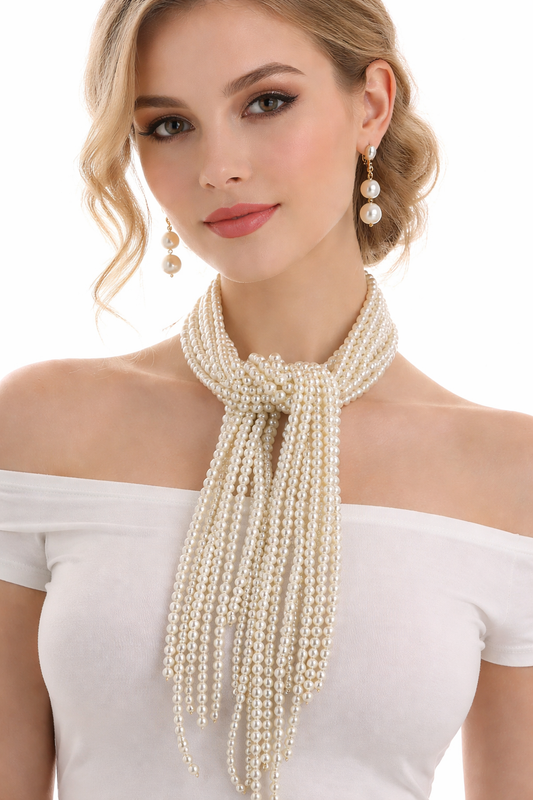 Cascade Multi-Strand Pearl Necklace