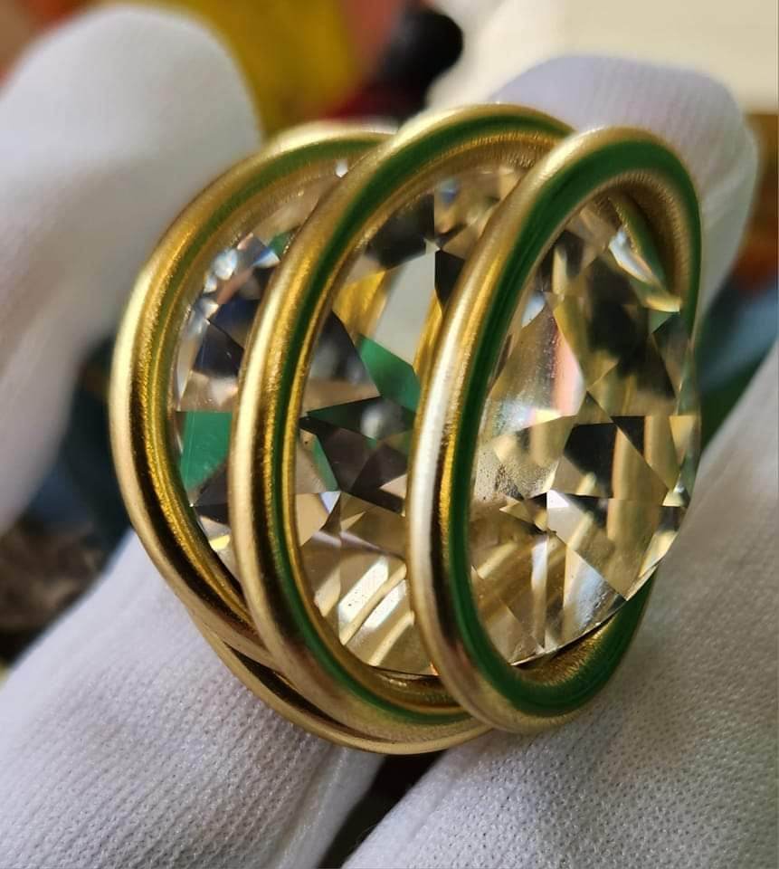 Gold Swarovski Chrystal Ring with Large Stone
