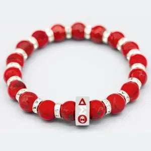 Delta Sigma Theta Red Stone Bead Bracelet – ΔΣΘ Sorority Stretch Bracelet