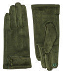 Green Faux Suede Touchscreen Gloves with Faux Fur – Elegant & Practical