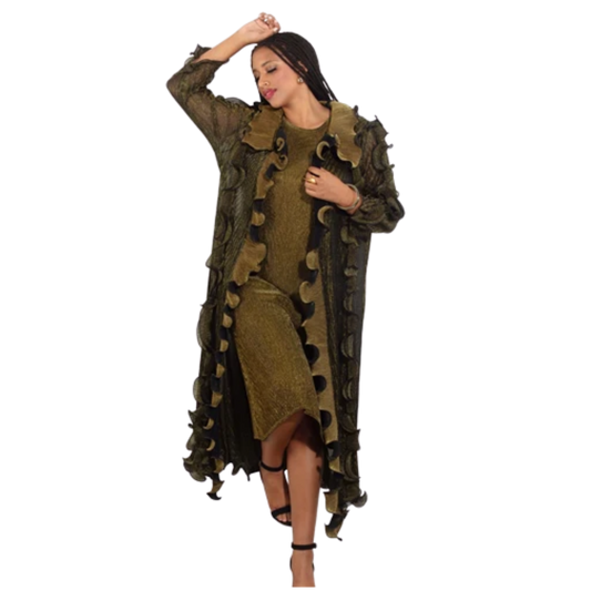 Gold & Black 2-Piece Dress and Duster Set