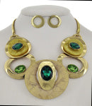 Green, Yellow & Gold Statement Necklace – Bold and Vibrant