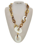 Ivory & Brown Link Acrylic Drop Necklace
