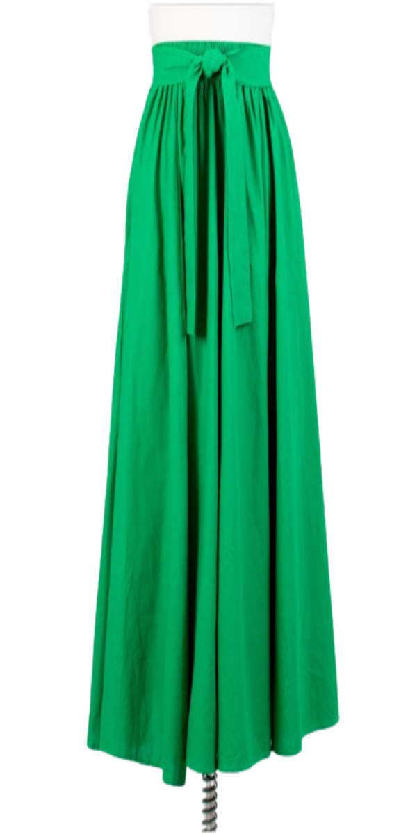 Kelly Green Maxi Skirt with a Head Wrap